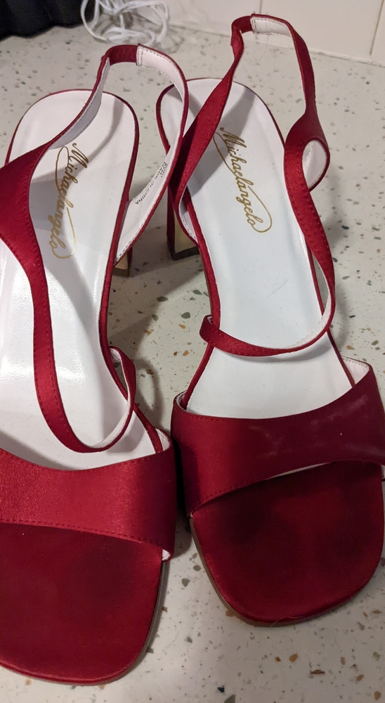 Wine color strappy heels